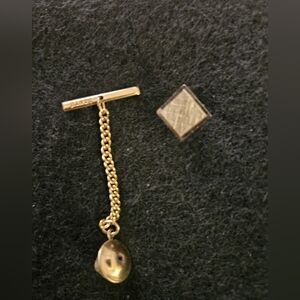 Vintage Dante Elegant Gold Tie Tack with Chain